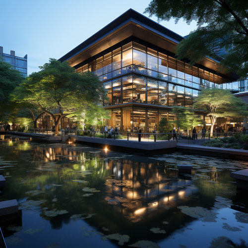 Reflective glass exterior of Boeing headquarters