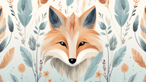 Boho style fox pattern in muted colors