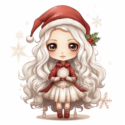Chibi Mrs. Santa in Boho Style