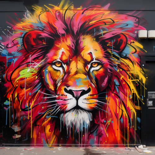 Graffiti of a fierce lion