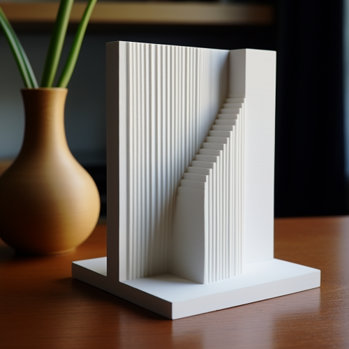 3D printed bookend with white filament