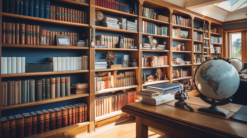 Beautifully Color-Graded Bookshelves in Study