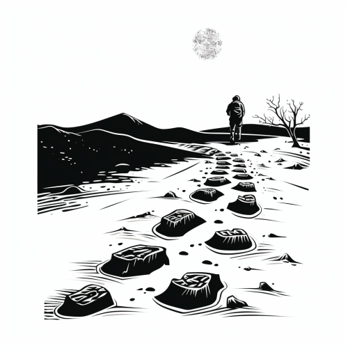 Vector illustration of boot prints on track