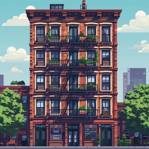 Pixelart Boston Style Apartment Building