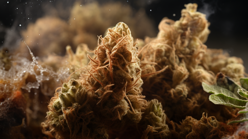 Botrytis on cannabis plant, macro view