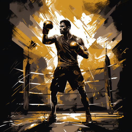 Boxer punching bag at gym