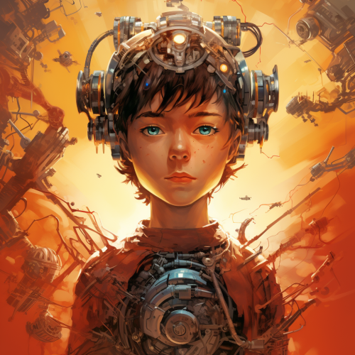 A boy transforming into a robot