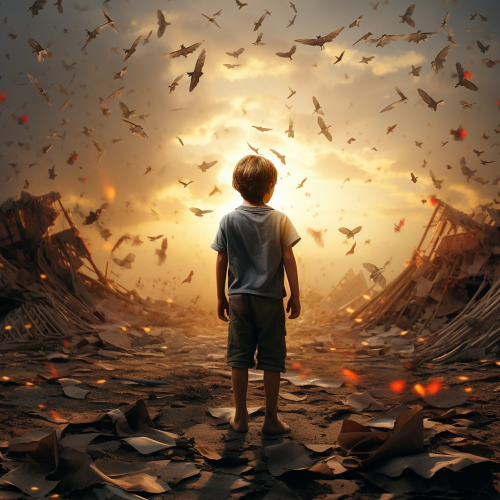 Happy boy playing in the park