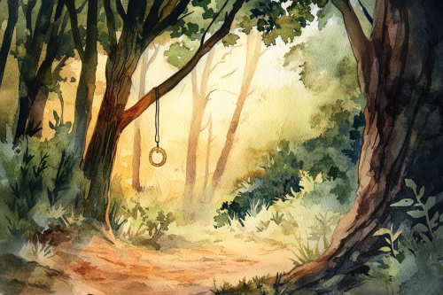 Bracelet hanging on tree branch