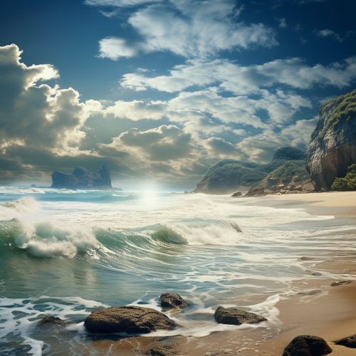 Scenic Brazil beach with palm trees