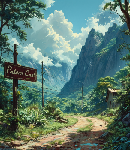 Brazilian landscape with  PatternCast  sign