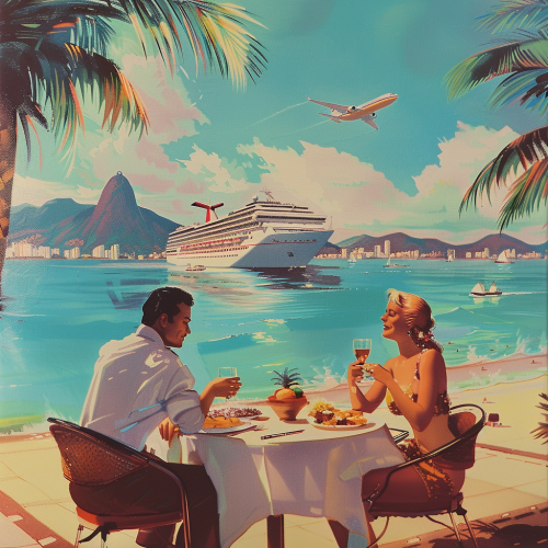 Couple brunching on beach