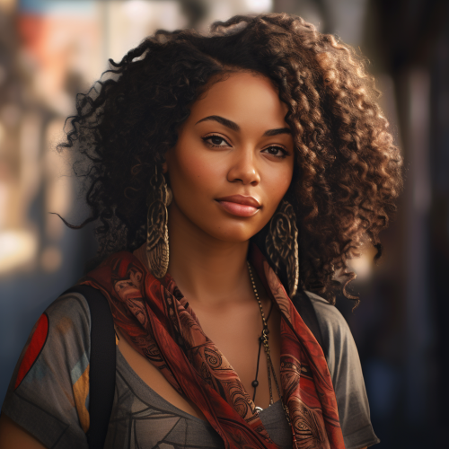 Photorealistic image of a Brazilian lightskined black woman