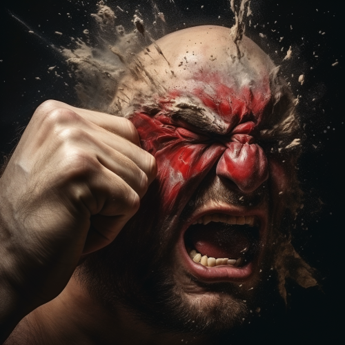 Aggressive fist breaking a nose