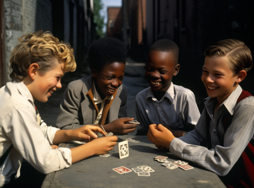 Thirteen-year-old Brian Welliver rolling dice with friends