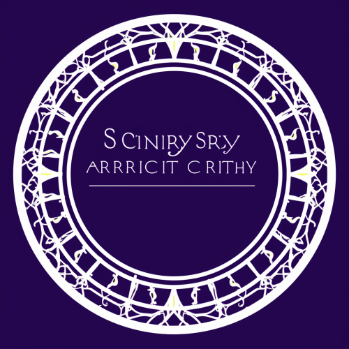 Realistic security company logo with round border