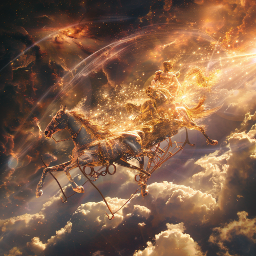 Radiant Light Chariot Man Faces