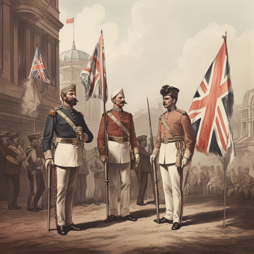 British India officers at government building British India officers at government building