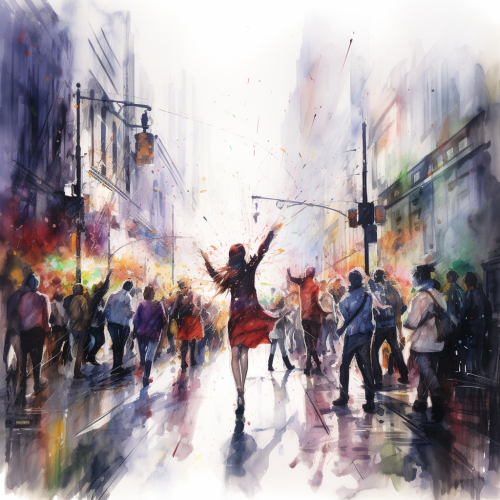 Broadway Dancers in Rainstorm Broadway Dancers in Rainstorm