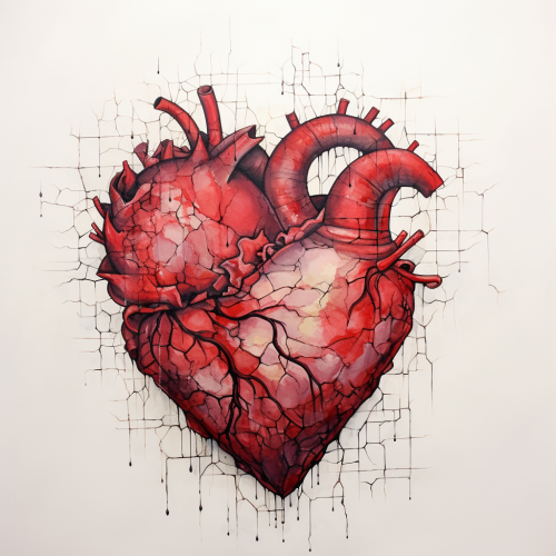 Broken Heart Watercolor Simple White Background