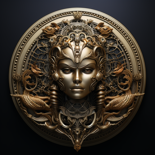 Bold golden bronze mermaid with symmetrical design