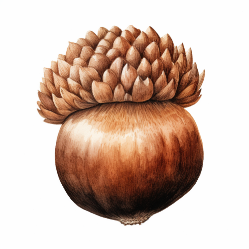 Brown Acorn on White Background