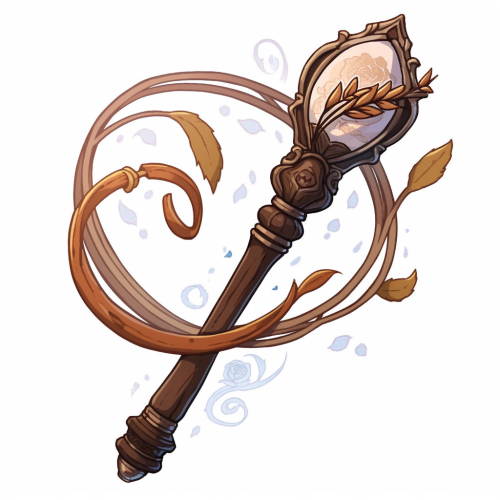 Brown Mysterious Magic Wand Sticker on White Background