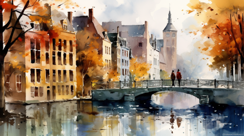 Solitary Figure on Bruges Canals Solitary Figure on Bruges Canals