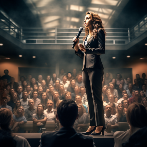 Confident businesswoman presenting to an audience