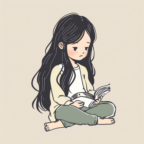 Brunette girl outline drawing art