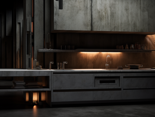 Dark and Grey Brutalist Kitchen