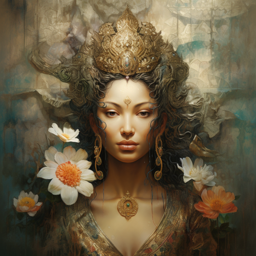 Tranquil depiction of Buddha as a woman