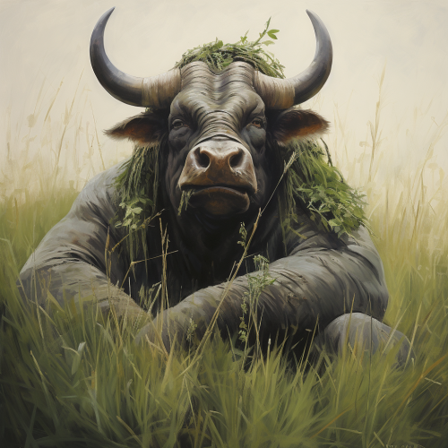 Buffalo eating grass
