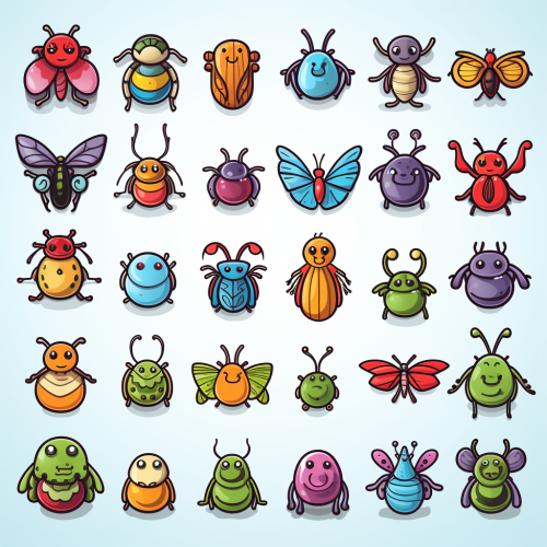 Collection of Cute Bug Icons