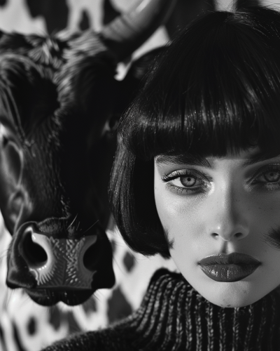 Bull Woman Portrait Fashion Model