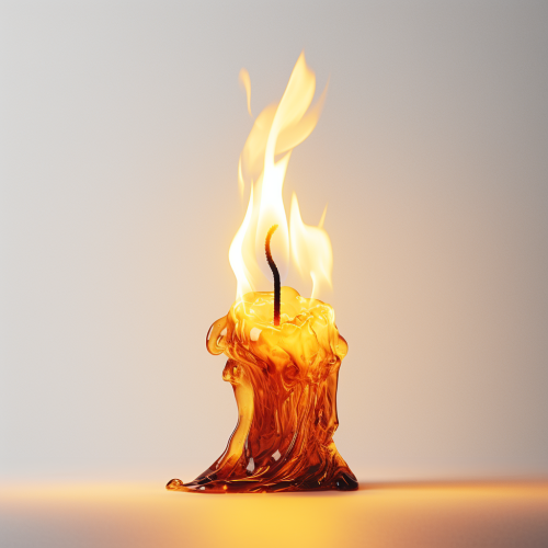 Burning candle on white background