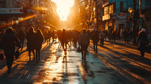 Crowded Intersection in Moscow with People Walking Crowded Intersection in Moscow with People Walking