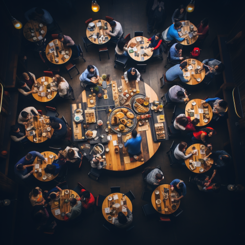 Busy Restaurant From Drone