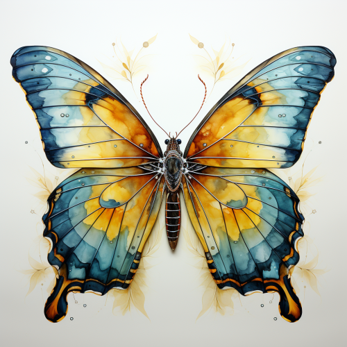 Colorful Watercolor Butterfly on White Background