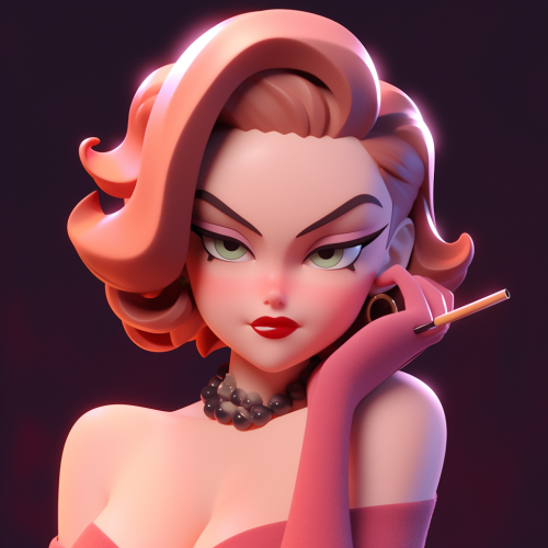 Colorful C4D cartoon of Lana Turner