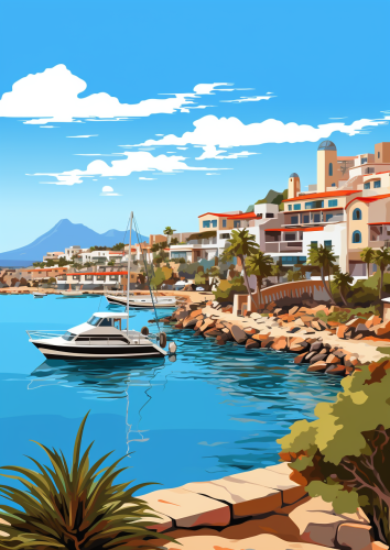 Vector illustration of sunny day in Cabo San Lucas