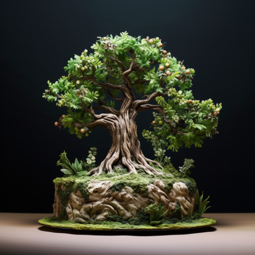 Realistic cake growing on tree