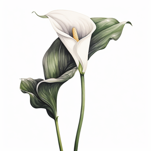 Vibrant calla lilly illustration in black, white, and green Vibrant calla lilly illustration in black, white, and green