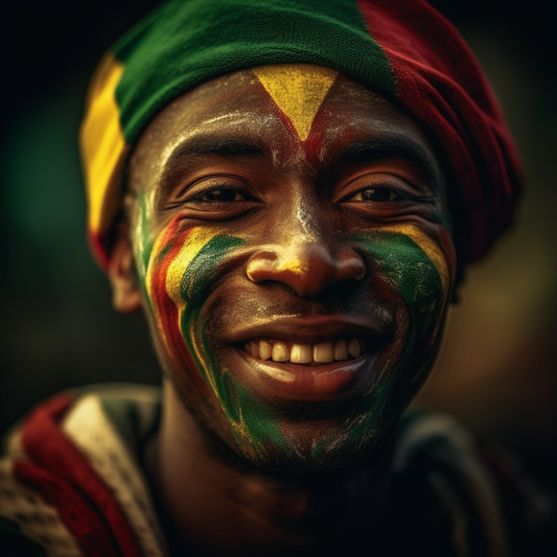 Cameroon Beautiful Man Celebrating with Flag Cameroon Beautiful Man Celebrating with Flag