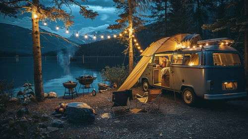Oldschool Camping Van Tent Lights