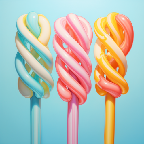 Colorful twisted tubes on pastel background