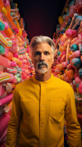Sam Elliott in vibrant candy suit