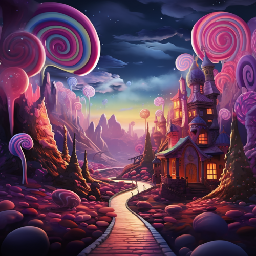 Nighttime scene in Candy Land