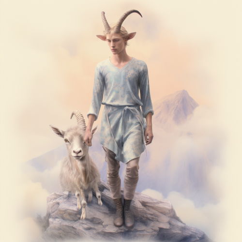 Detailed Capricorn Man in Misty Landscape