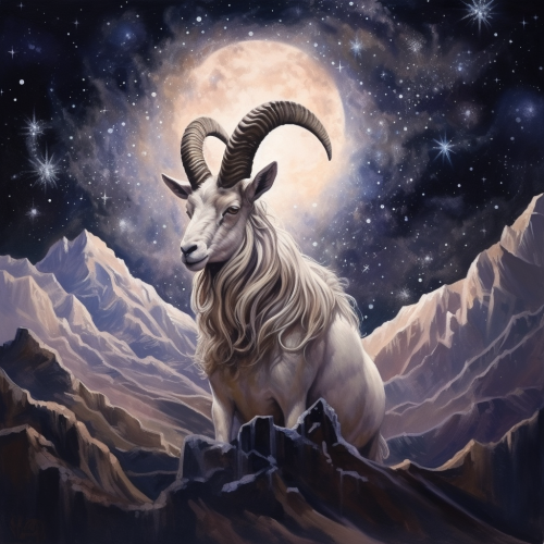 Capricorn Sign with Mountainous Star Field